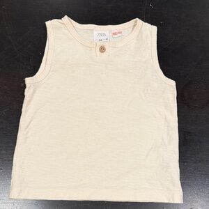 Zara 2/3 Kids Beige Cream Tank Top with Button Detail